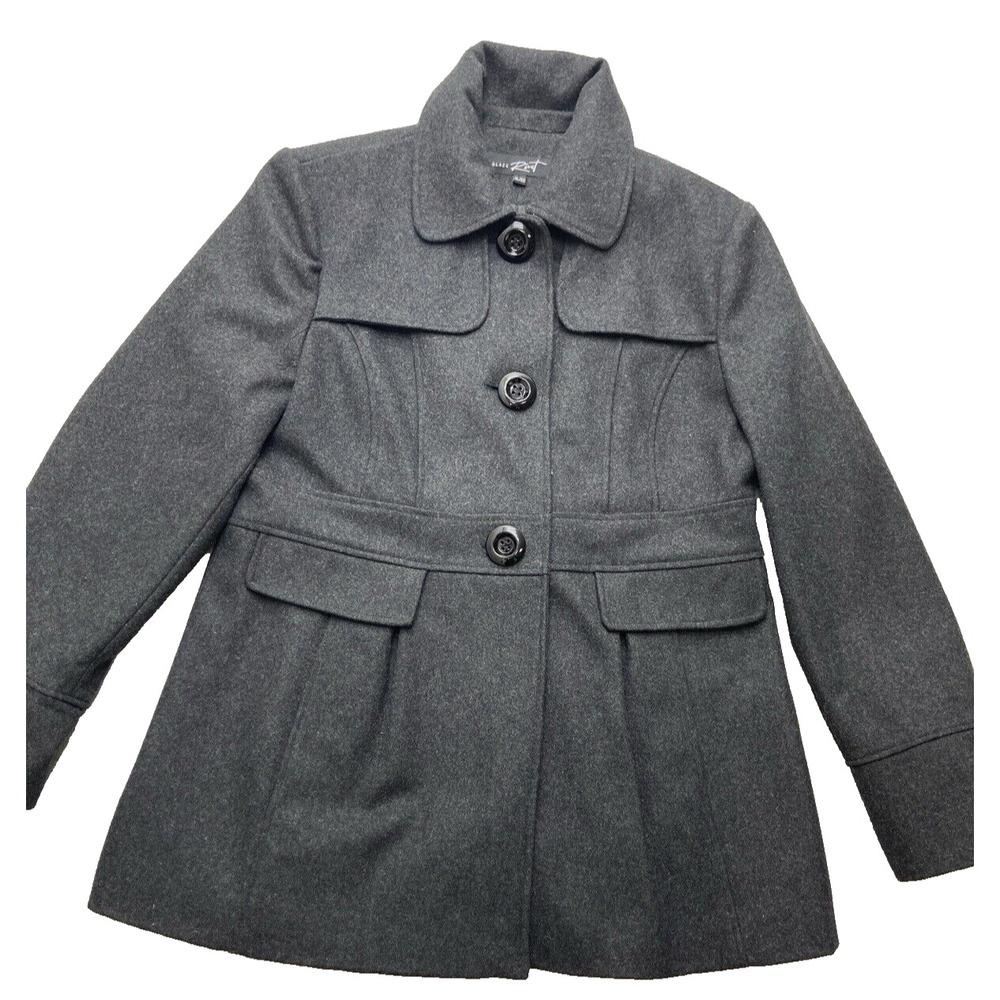 Black Rivet Womens Peacoat Jacket Size XL 16 Gray Wool Blend Button Front Winter